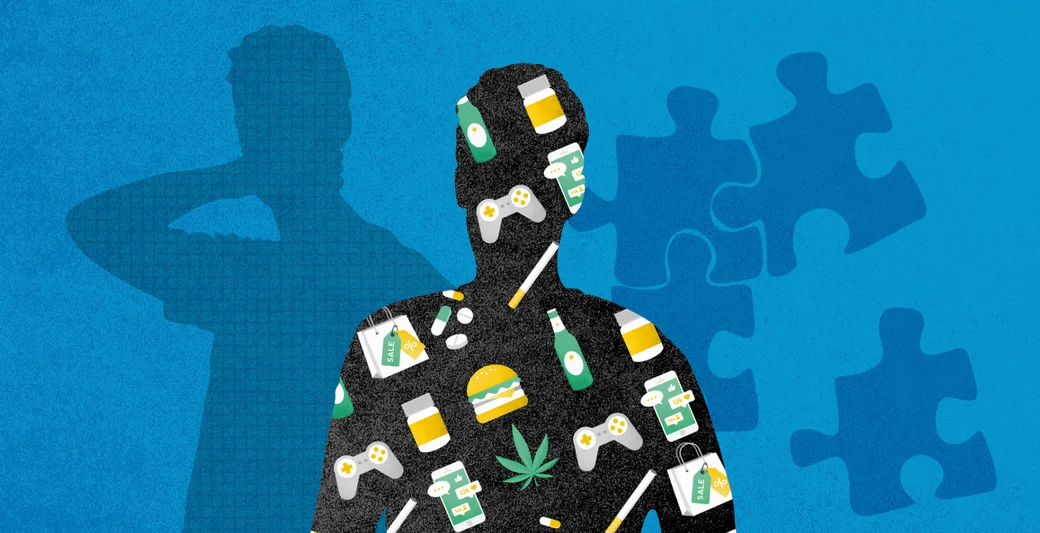 Silhouette gefüllt mit Suchtstoffen